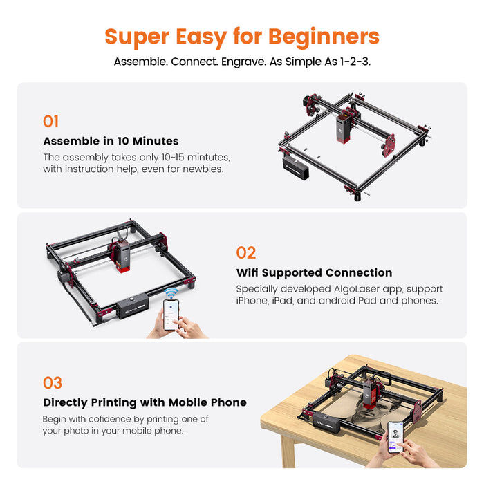 AlgoLaser DIY KIT MINI Laser Engraver - Compact Precision Cutter