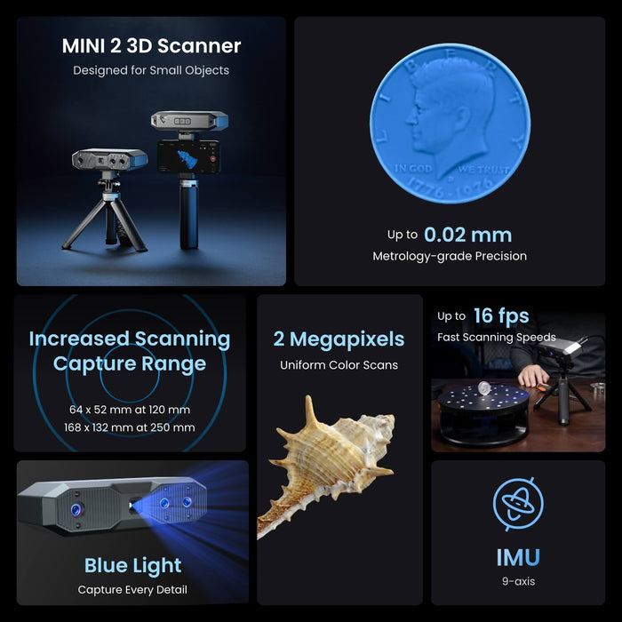 Revopoint MINI 2 3D Scanner: Blue Light丨Precision 0.02mm