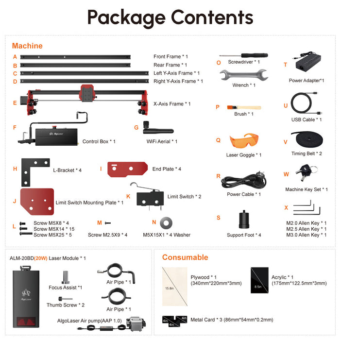 AlgoLaser DIY KIT 20W Diode Laser Engraver - Customizable Maker Tool